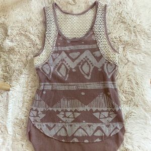Free People XS high-low patterned tank top